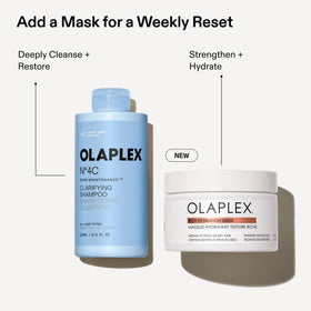 Flat lay of Olaplex ingredients display illustrating clarifying system