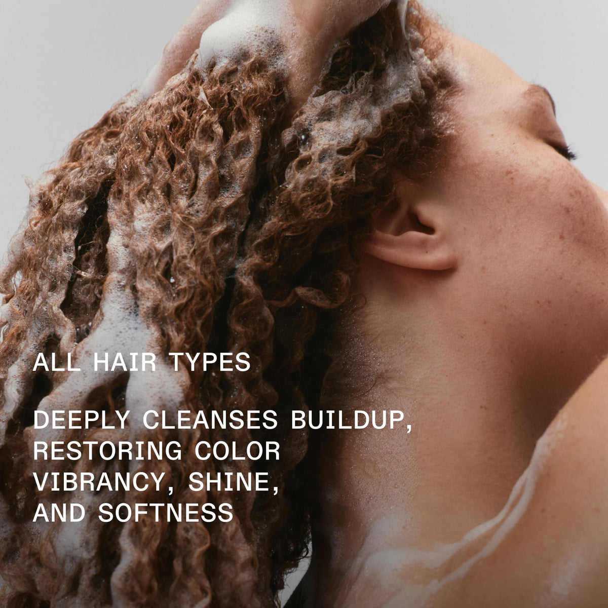 Pump dispensing Olaplex foam demonstrating easy application and lather