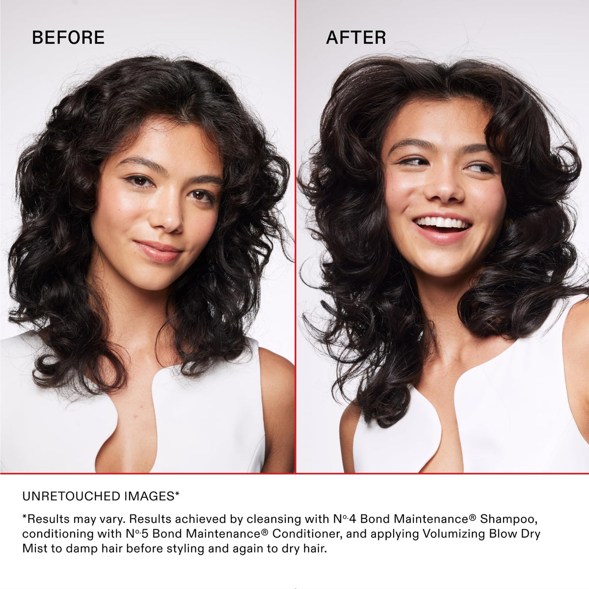 Applying Olaplex mist at roots on damp hair for lift and long-lasting body