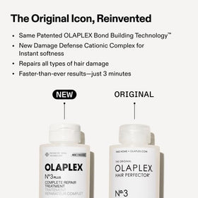 Creamy texture of Olaplex N°.3PLUS on fingertip showing easy spread benefit