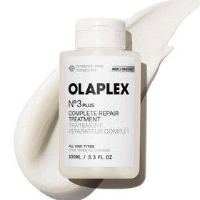 Olaplex N°.3PLUS front bottle showing clean packaging and product benefits