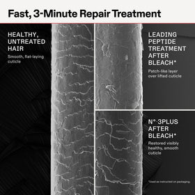 Length comparison with Olaplex N°.3PLUS showing reduced breakage benefit