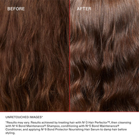 Close-up of Olaplex No.3 label highlighting key ingredients and bond-building technology benefits