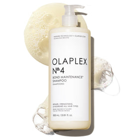 Olaplex front bottle view showing product and benefit of reduced breakage