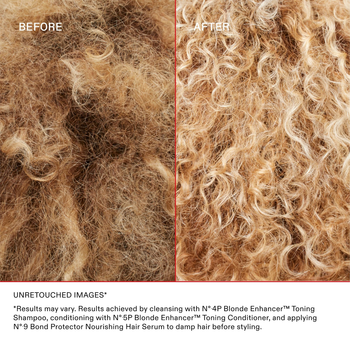 Closeup of Olaplex ingredients label emphasizing bond-building tech
