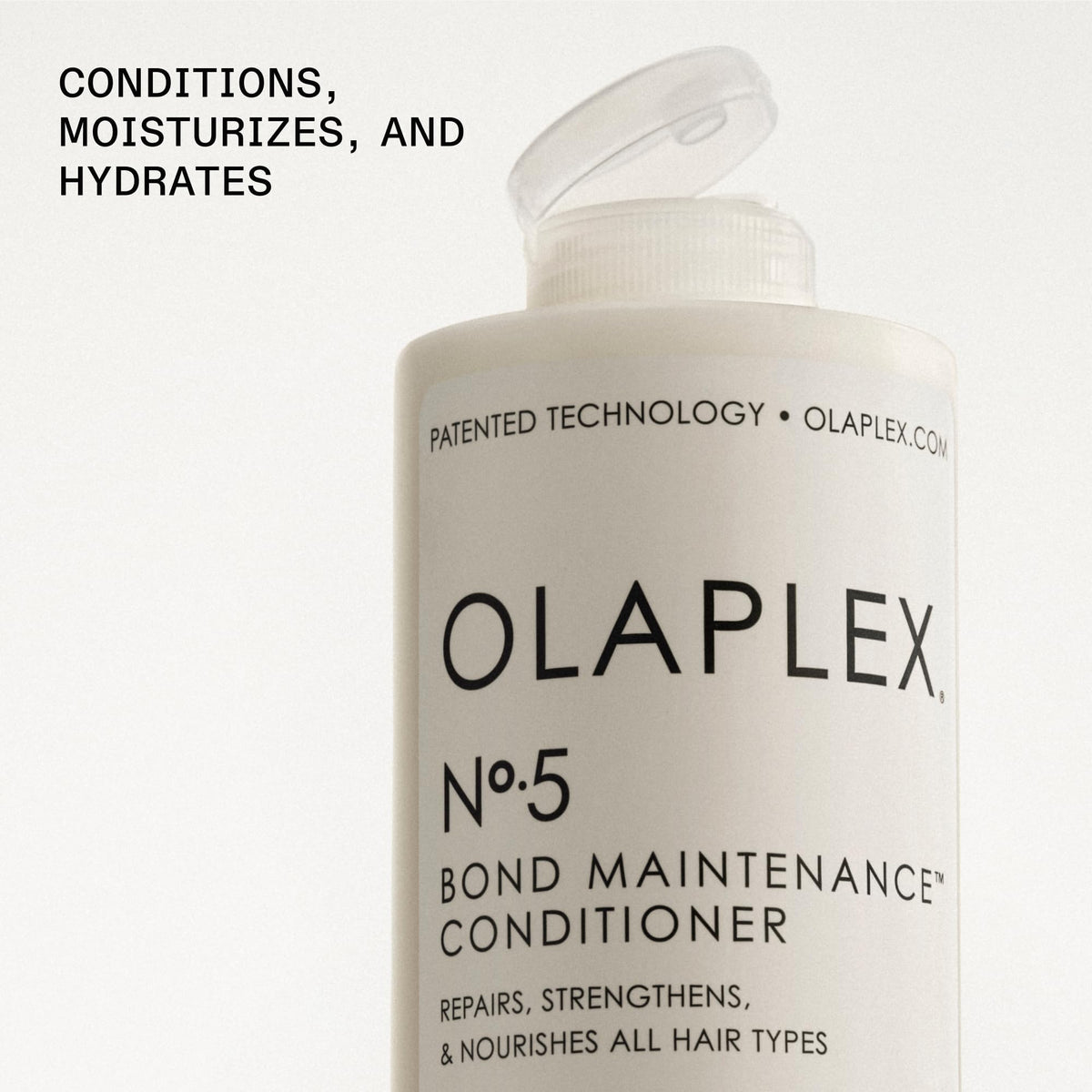 Olaplex Nº.5 ingredient label close-up highlighting bond-building chemistry