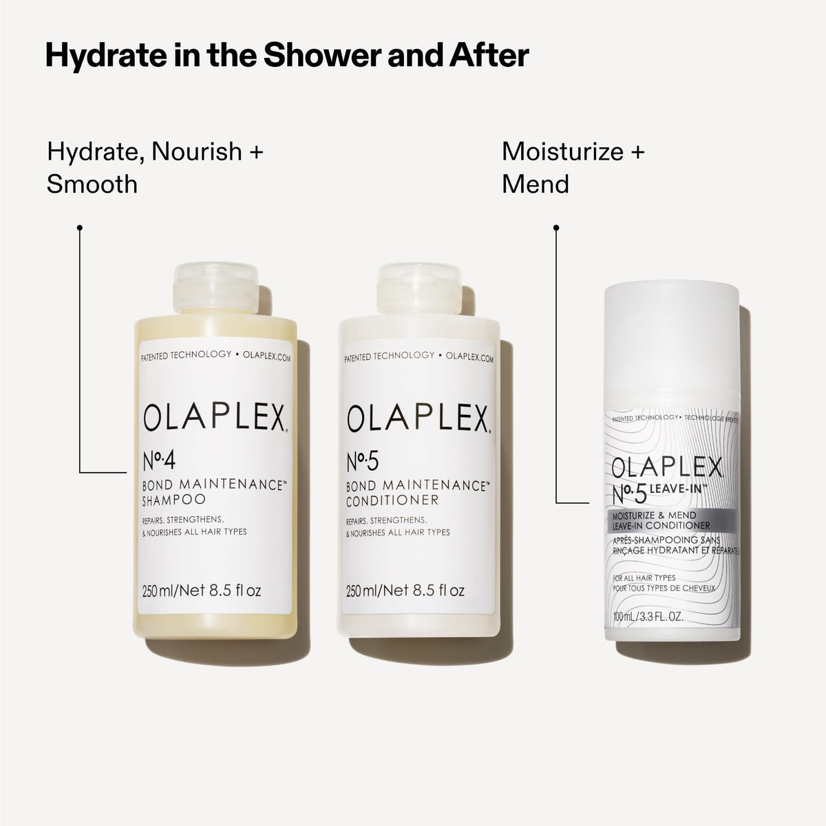 Close view of Olaplex Nº.5 ingredients panel highlighting gentle blend