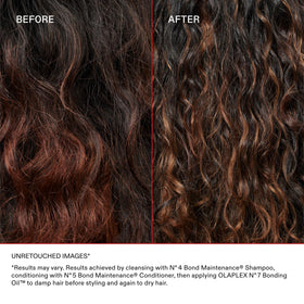 applying Olaplex No.7 to damp hair before blow-dry for frizz control and protection