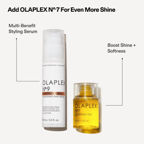 Olaplex No.9 bottle next to a ruler showing 90 mL size clarity