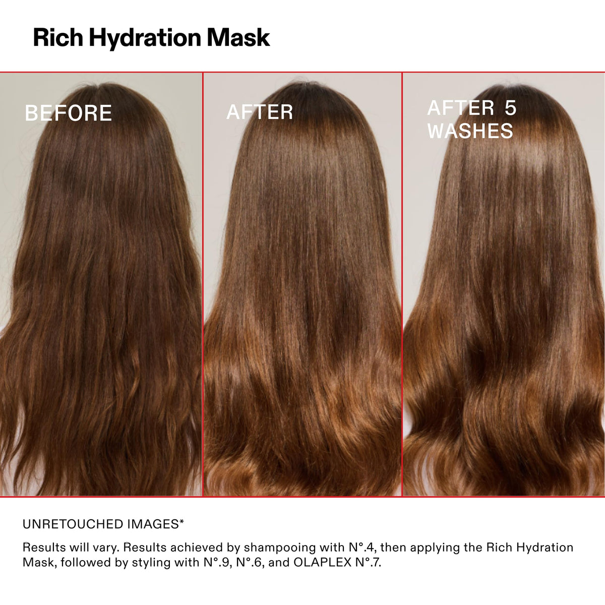 Olaplex before and after single strand comparison benefit: visible shine and reduced frizz