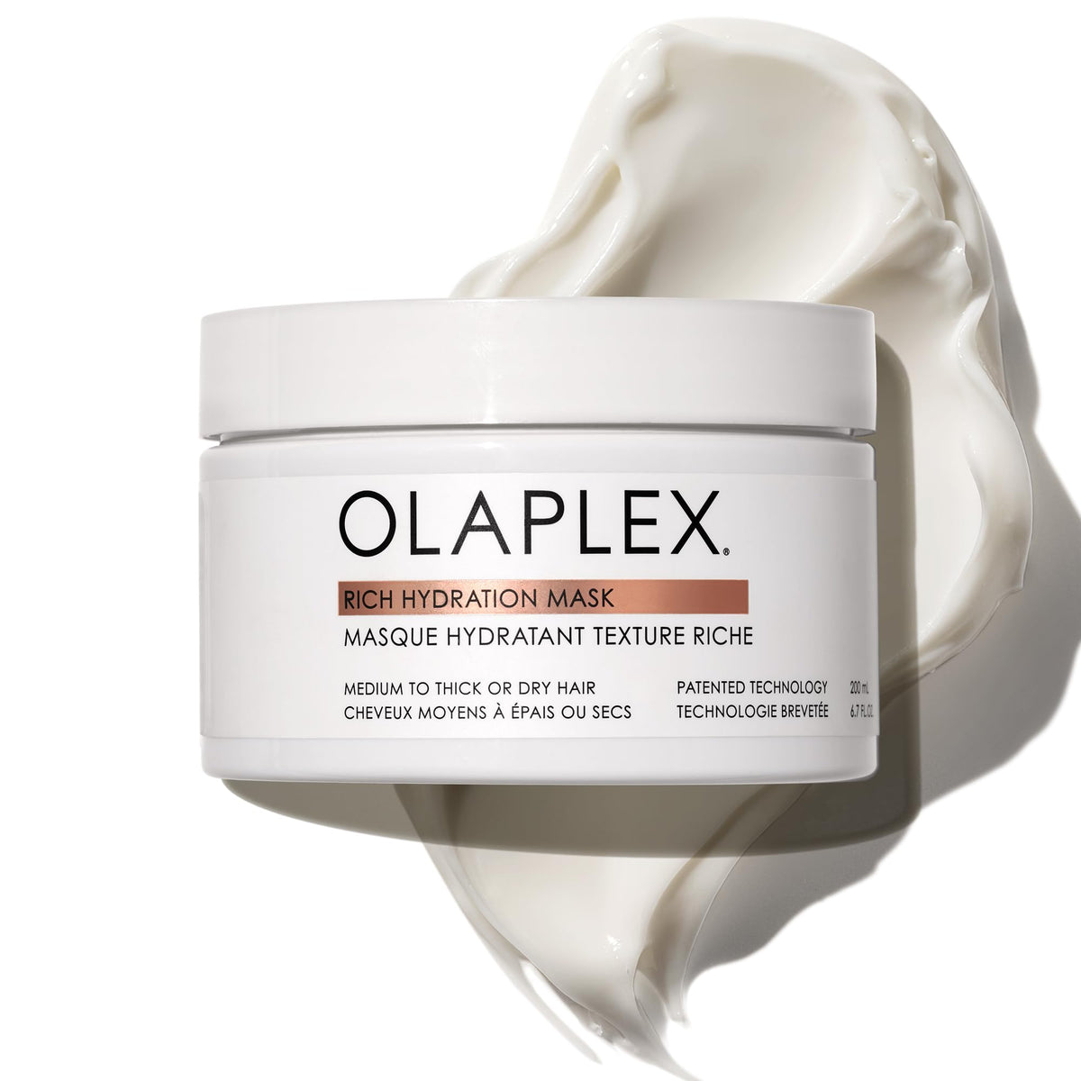 Olaplex front jar shot shows packaging and clear product identity benefit: easy recognition