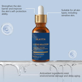 OLAVITA ingredients collage with vitamin C, E, retinol and aloe benefits