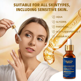 Applying Olavita Serum to hand to show absorption and hydration benefit