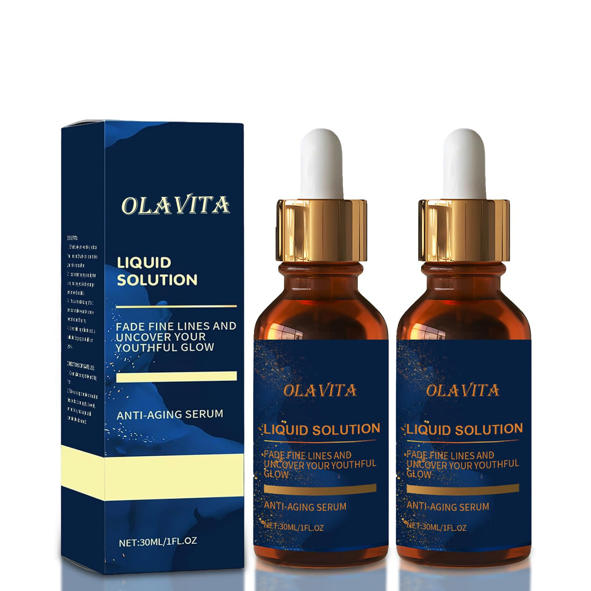 OLAVITA front bottle showing clean label and anti-aging benefits