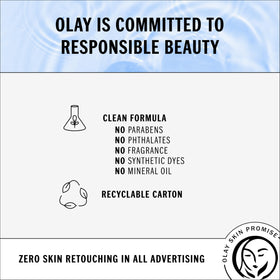Olay absorbed on skin close-up showing non-greasy finish