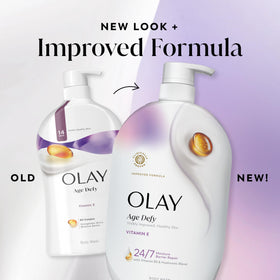Olay texture with water droplets highlighting smooth formula and moisture