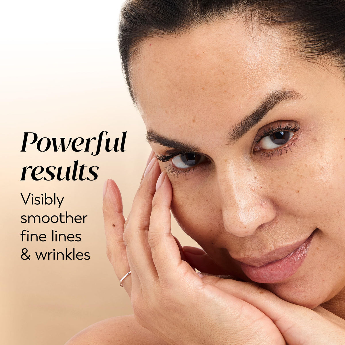 Olay fingertip blending cream on face demonstrating easy application benefit