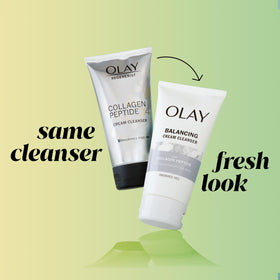 Olay in a bathroom setting as part of morning skincare routine