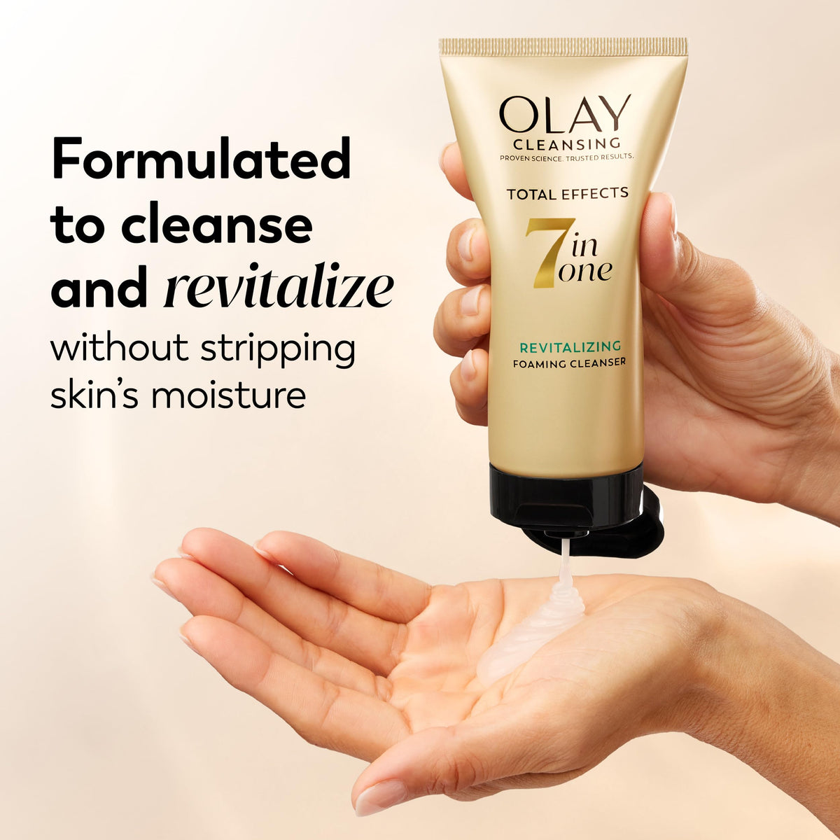 Olay in bathroom lifestyle setting indicating daily routine use