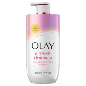Olay body wash front packaging showing product and benefits