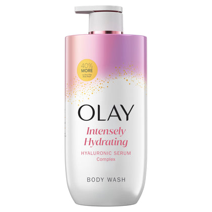 Olay body wash front packaging showing product and benefits