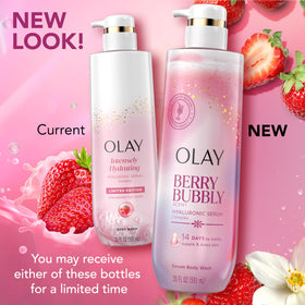 Olay label close-up showing key ingredients and benefits