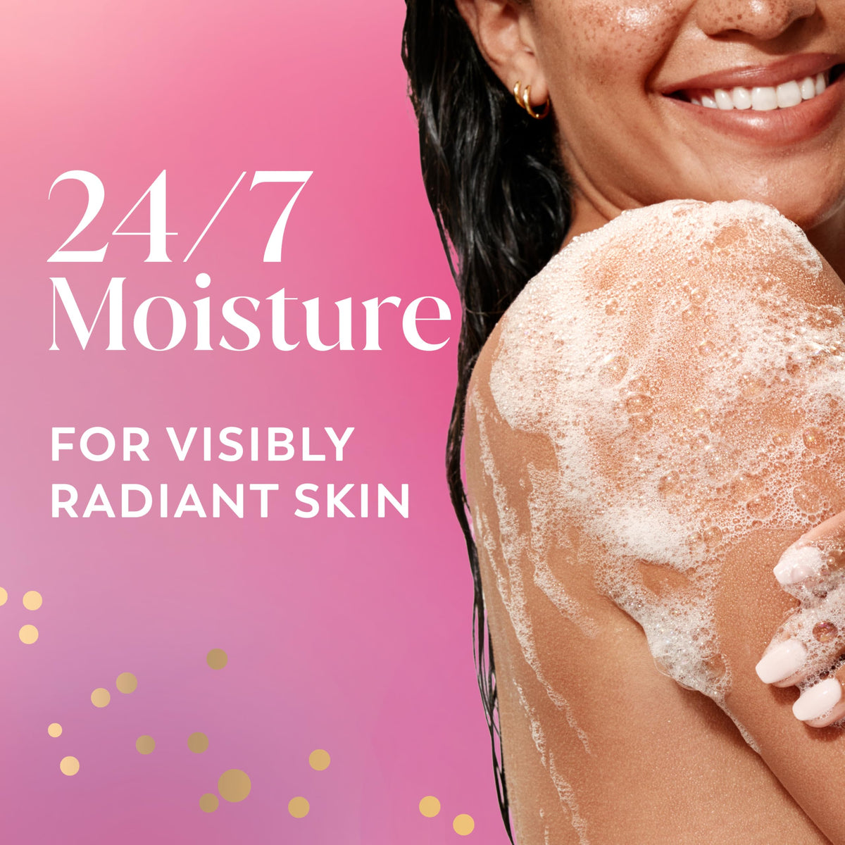 Olay pump close-up highlighting easy dispensing and control