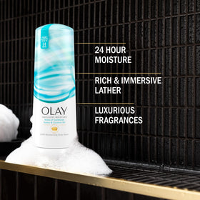 Olay bottle cap open showing easy dispense for controlled use and less waste