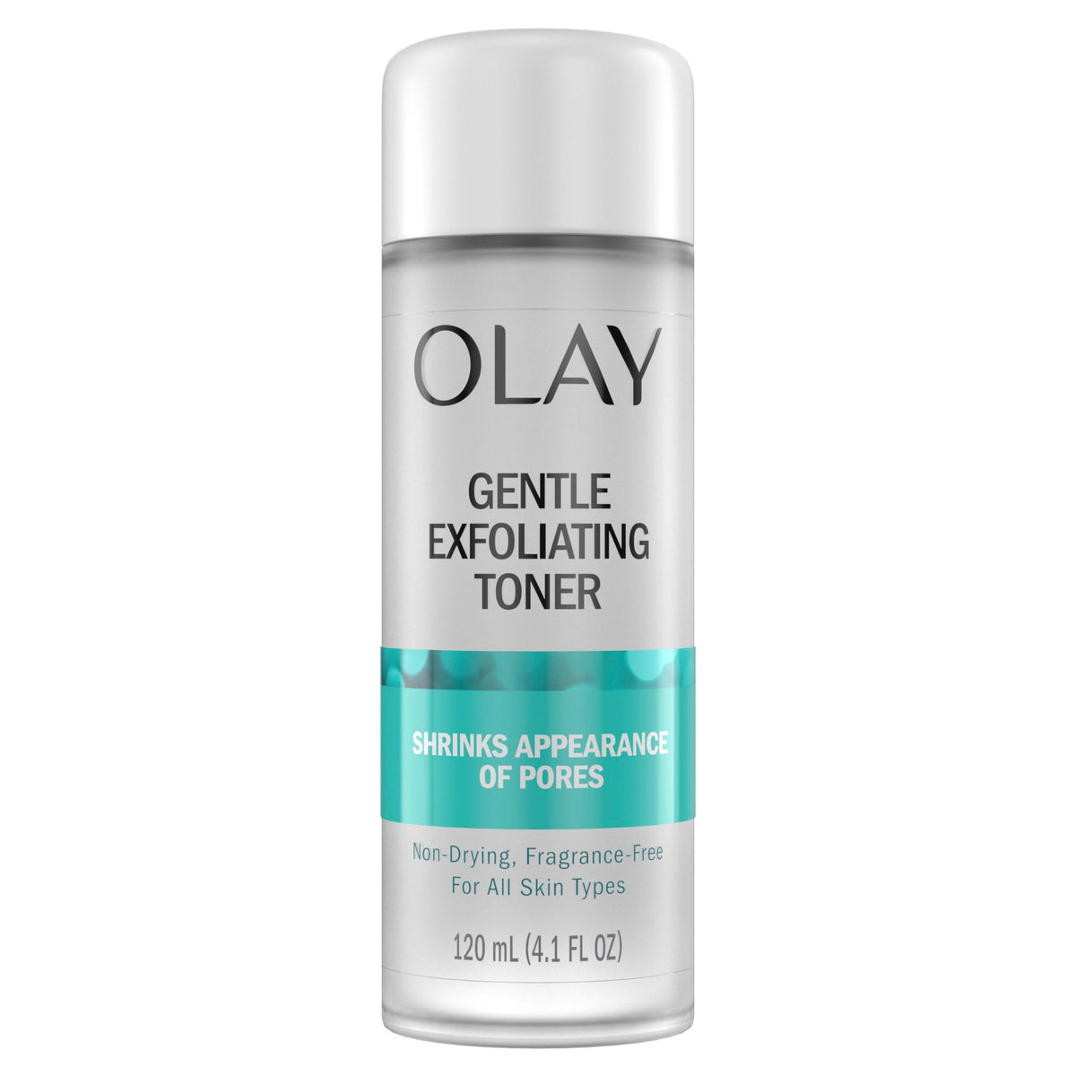 Olay bottle front packaging shows clean label and benefits