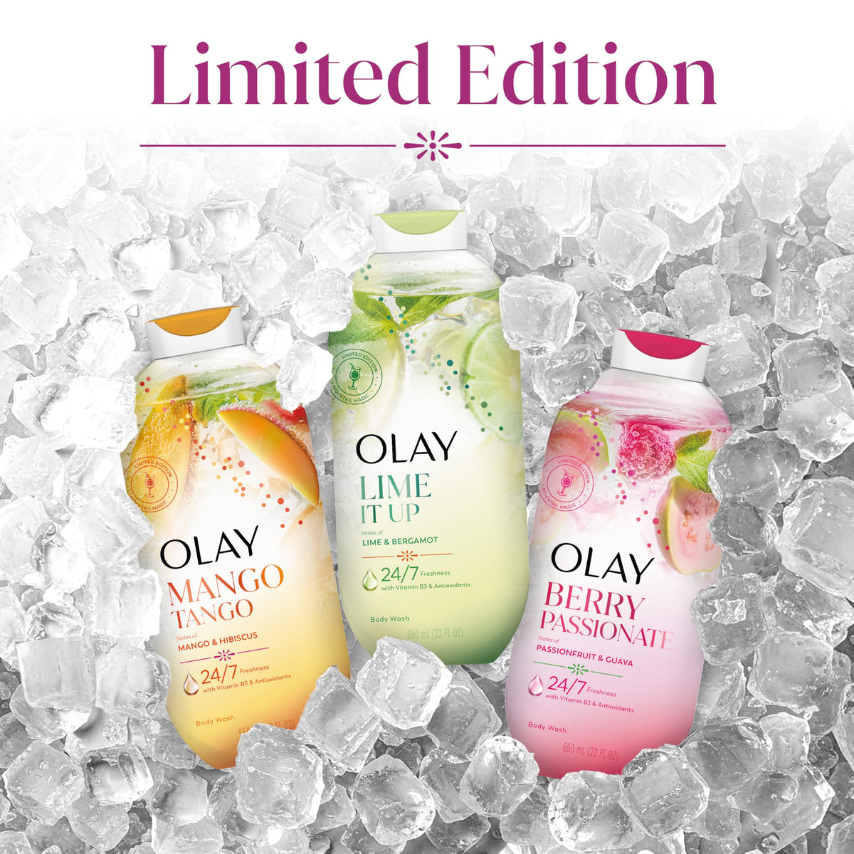 Olay bottle beside lotion suggesting complete care routine to lock moisture