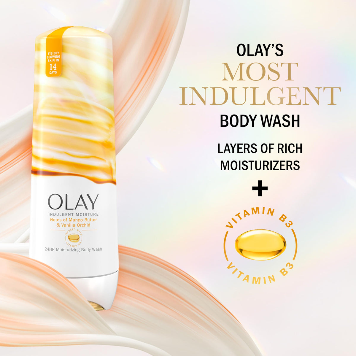 Olay bottle next to hand demonstrating 20 fl oz scale and convenient pump