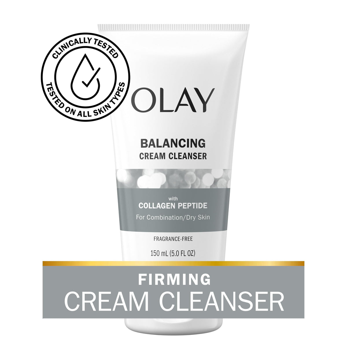 Olay side label closeup highlighting collagen peptide ingredients