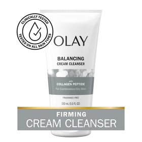 Olay side label closeup highlighting collagen peptide ingredients