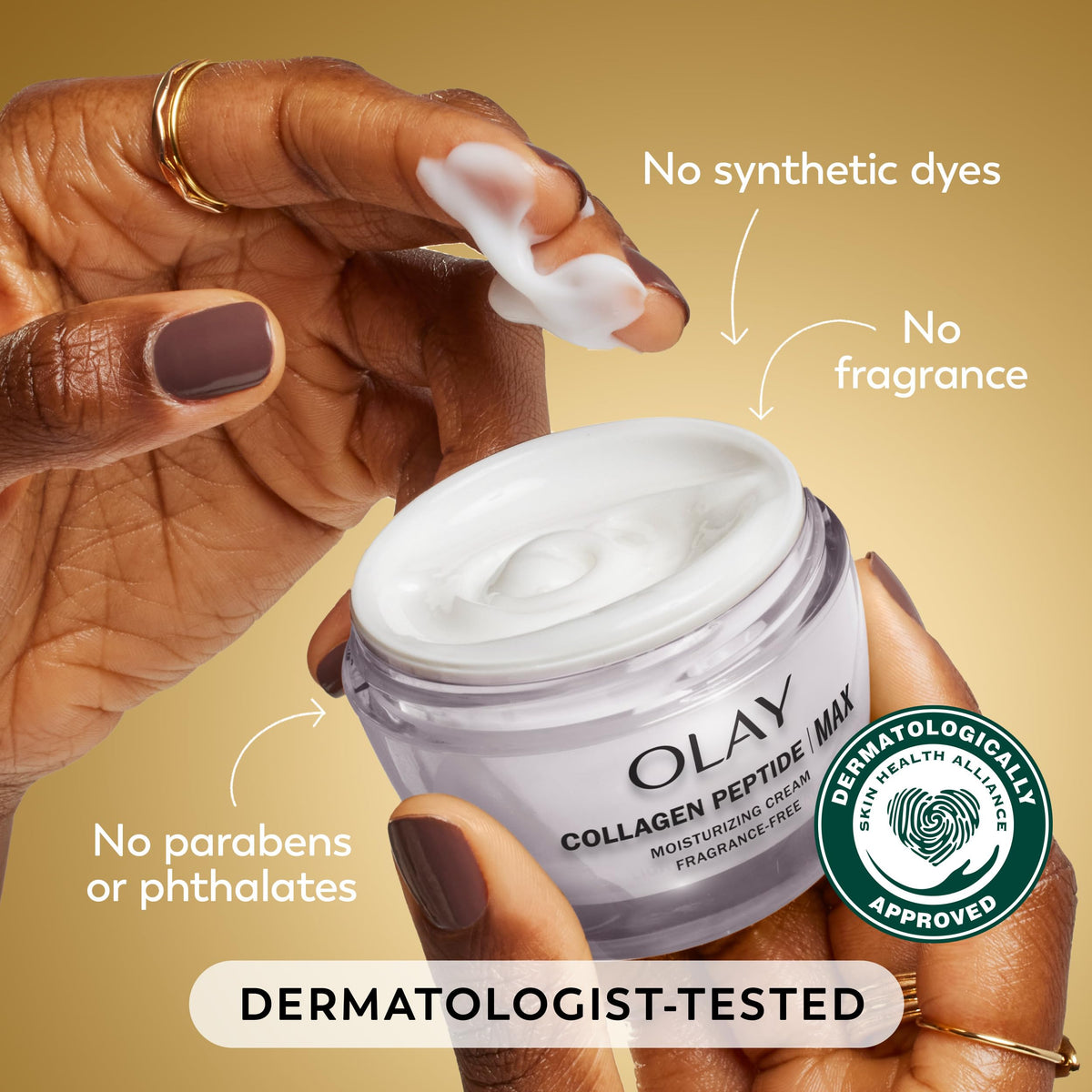 Olay jar next to Regenerist Whip sample illustrating included trial size