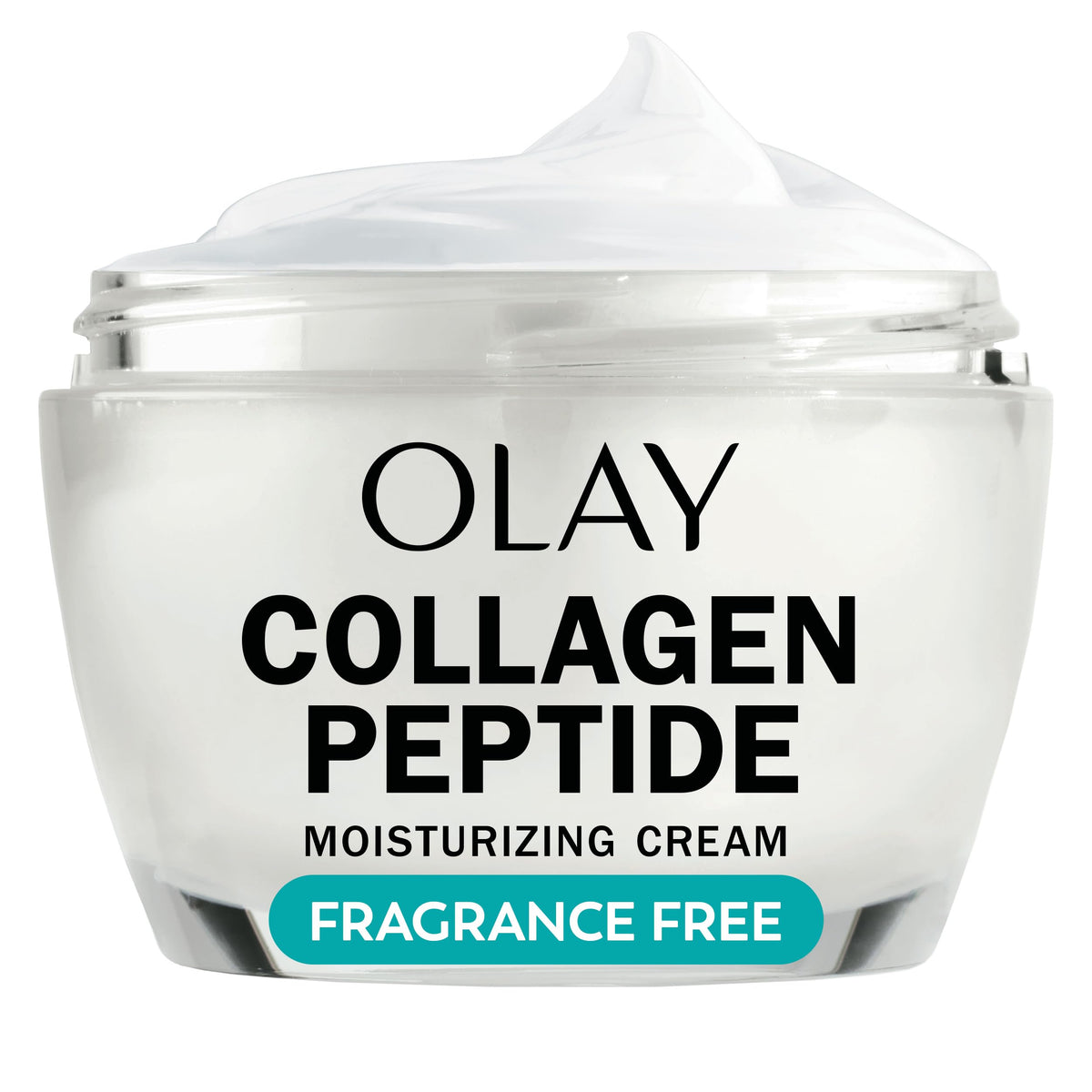 Olay Collagen Peptide front packaging showing jar and benefits