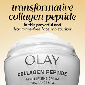 Olay product label close-up showing active ingredients and claims