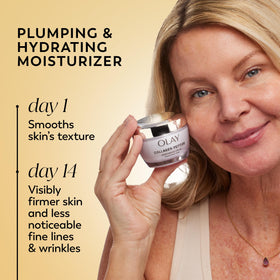 Olay jar open showing lightweight cream texture and quick absorption