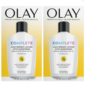Olay front packaging showing SPF 15 and benefits