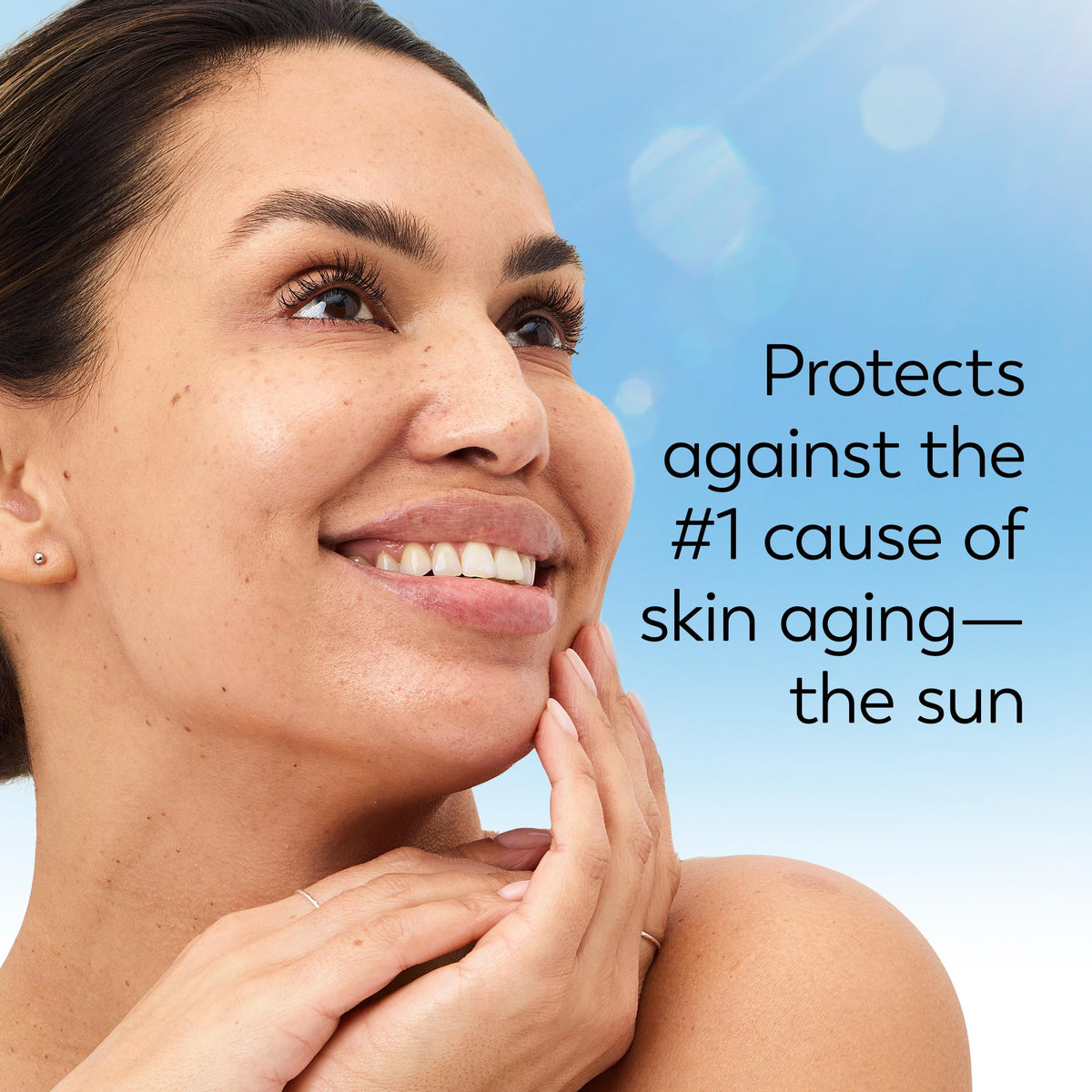 Olay ingredient label close-up showing antioxidants and SPF