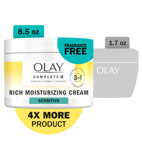 Olay cream open showing rich texture and easy absorption for hydration