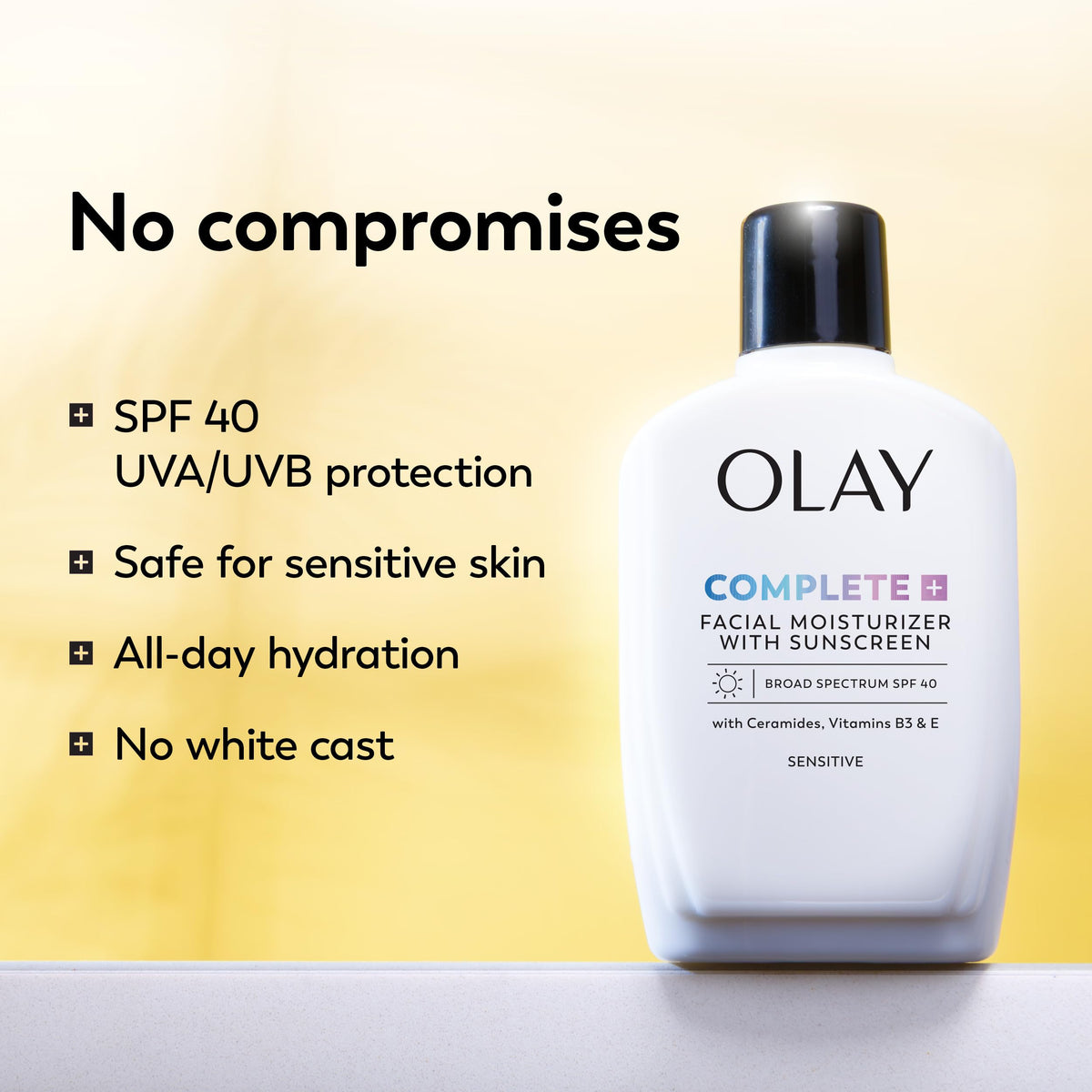 Olay moisturizer texture on hand showing quick absorption benefit