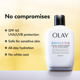 Olay moisturizer texture on hand showing quick absorption benefit