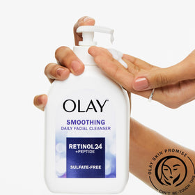 Olay cream texture close-up showing smooth, hydrating consistency benefit