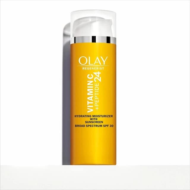 Olay cream texture close-up highlighting smooth vitamin C formula for hydration