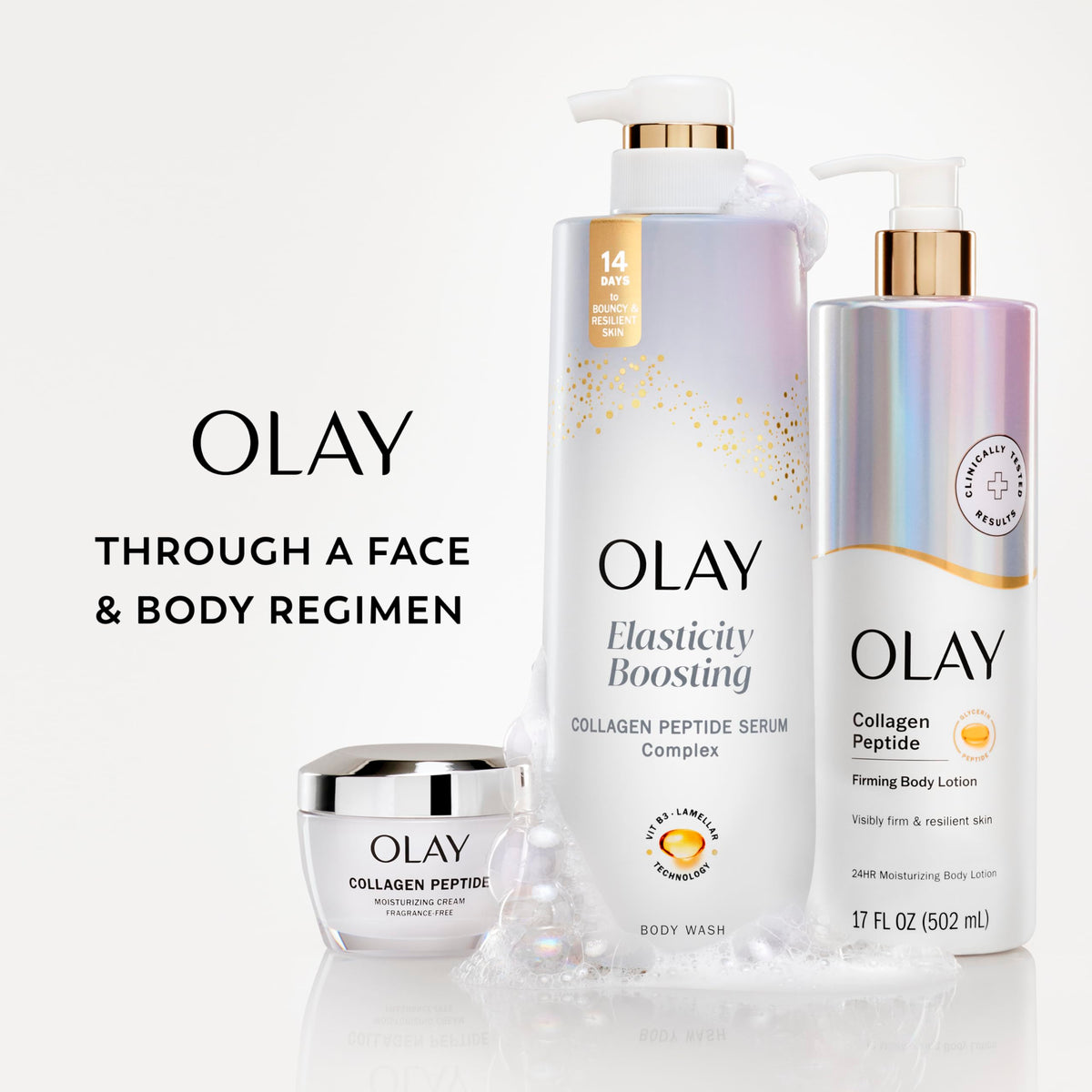 Olay bottle on store shelf displaying packaging and brand trust