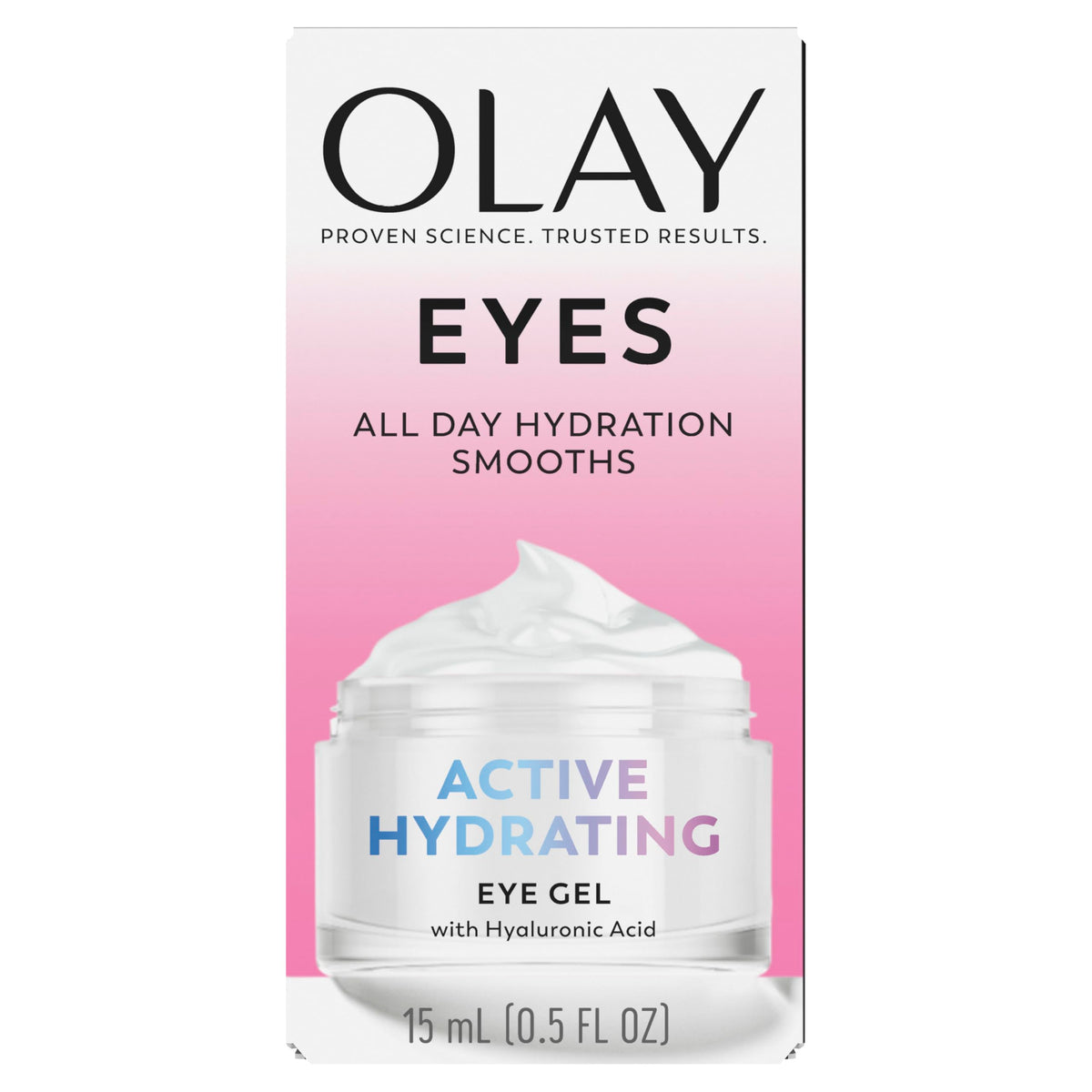 Olay eye gel on bathroom shelf in lifestyle setting suggesting daily routine convenience