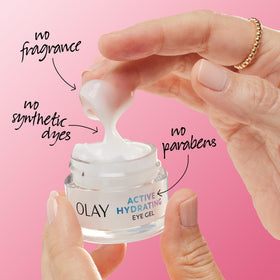 Olay eye gel placed with Olay face cream illustrating complementary regimen benefit