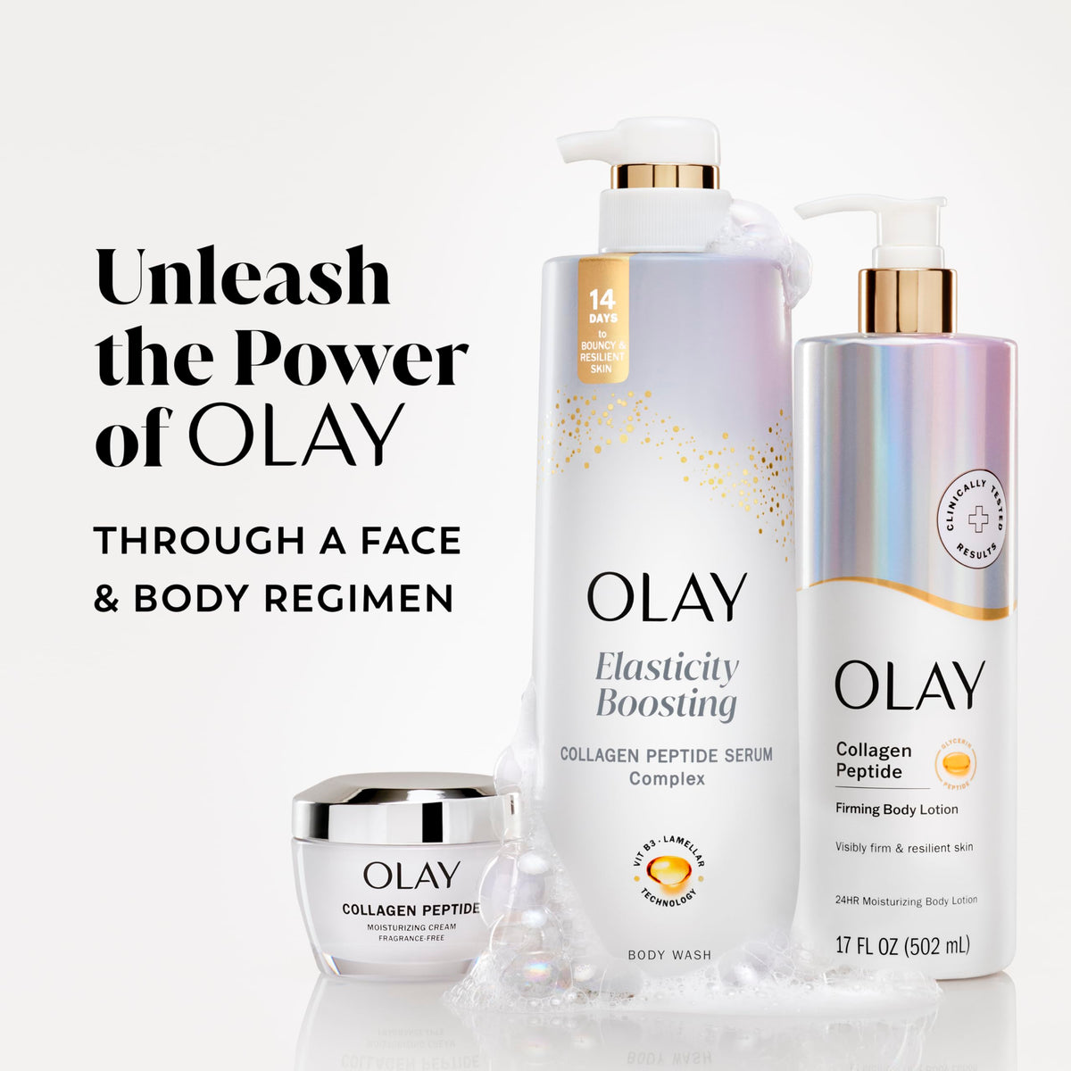 Olay pack of four displayed for value and consistent supply