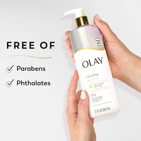 Olay fragrance notes display of raspberry, freesia, vanilla suggesting pleasant scent
