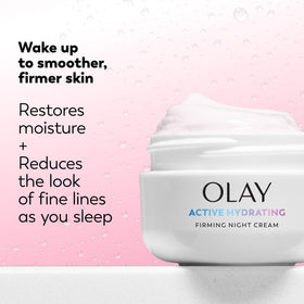 Close-up of Olay firming night cream cream highlighting smooth finish